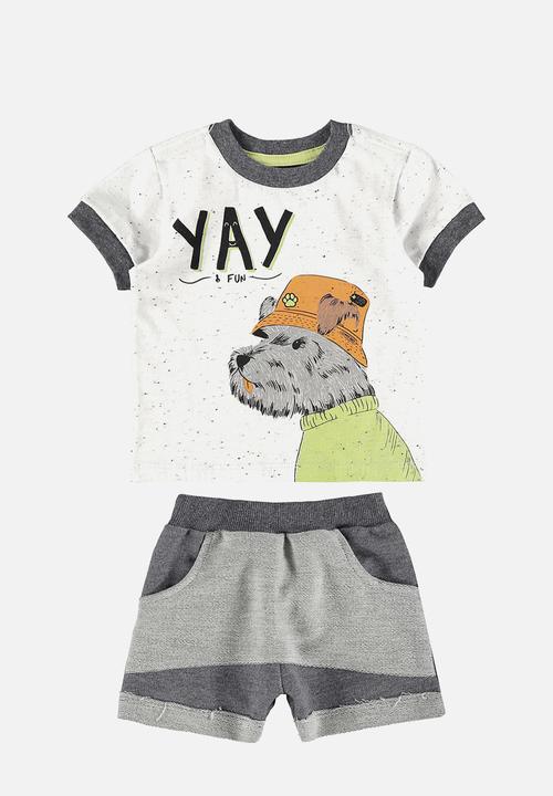 Quimby - T-shirt and sweat bermuda - white