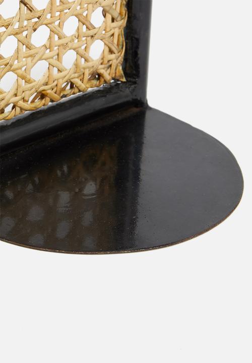 Sixth Floor - Rattan and metal bookend - black