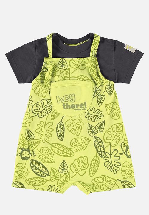 Quimby - Overalls and jersey T-shirt - yellow