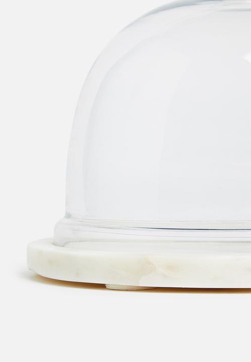 Sixth Floor - Marble glass domed cake stand - white