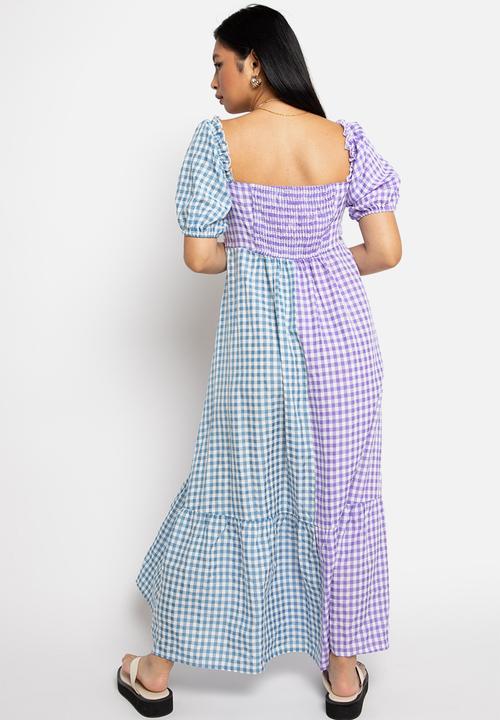 Daisy Street - Milkmaid midi - lilac split gingham
