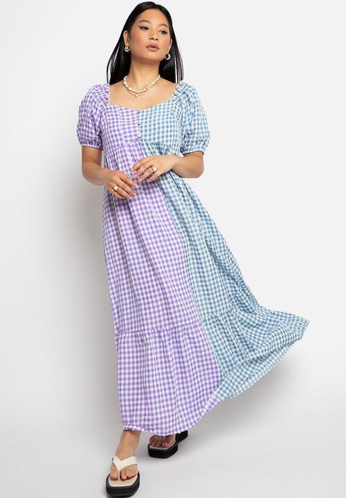 Daisy Street - Milkmaid midi - lilac split gingham