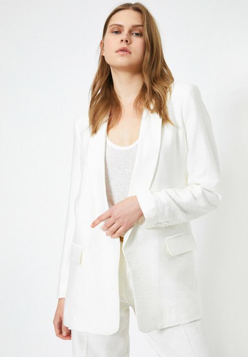 Koton - Classic neck button detailed jacket - ecru