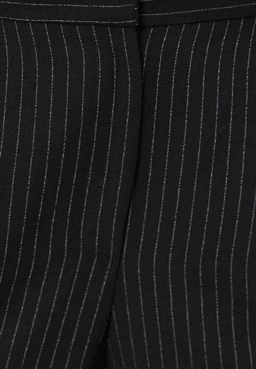 Koton - Medium rise striped trousers - black 