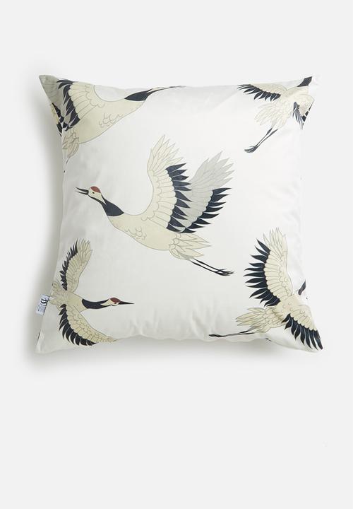 Sixth Floor - Tsuru tori velvet cushion -multi