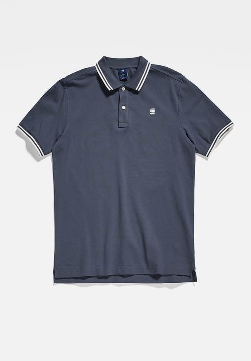 G-STAR - Dunda slim stripe polo short sleeve - fantem blue