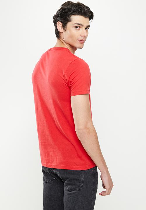 Replay - Above pocket print tee - red