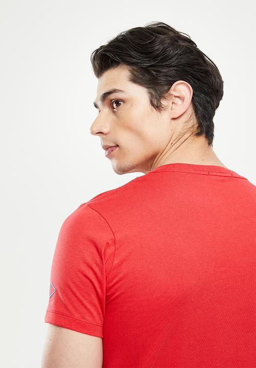 Replay - Above pocket print tee - red