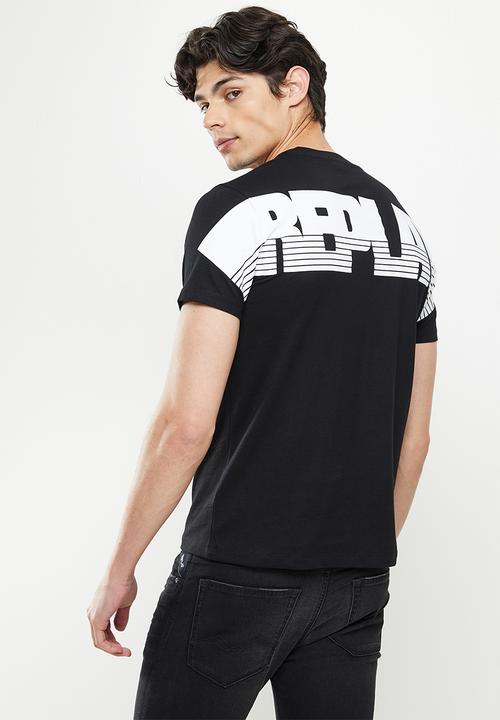 Replay - Replay backprint logo tee - black