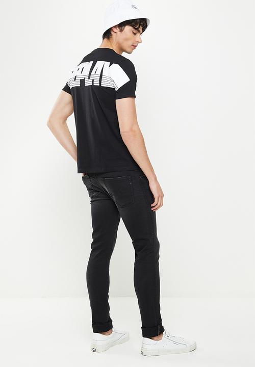 Replay - Replay backprint logo tee - black