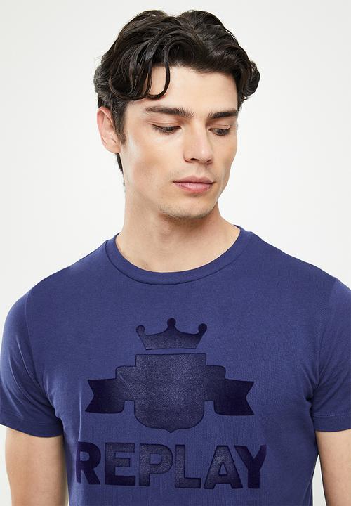 Replay - Replay big crown logo tee - navy