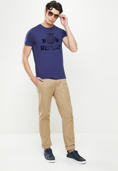 Replay - Replay big crown logo tee - navy