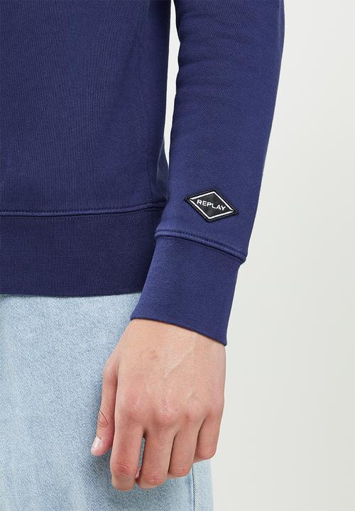 Replay - Replay branded crew sweat - blue