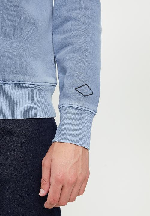 Replay - Replay washed printed hoodie - light blue
