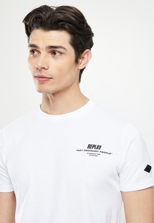 Replay - Replay back print slogan tee - white