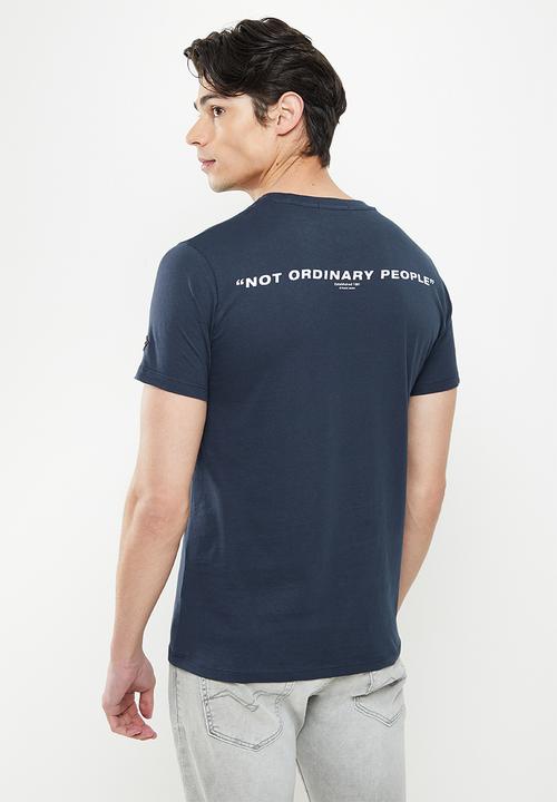 Replay - Replay back print slogan tee - navy