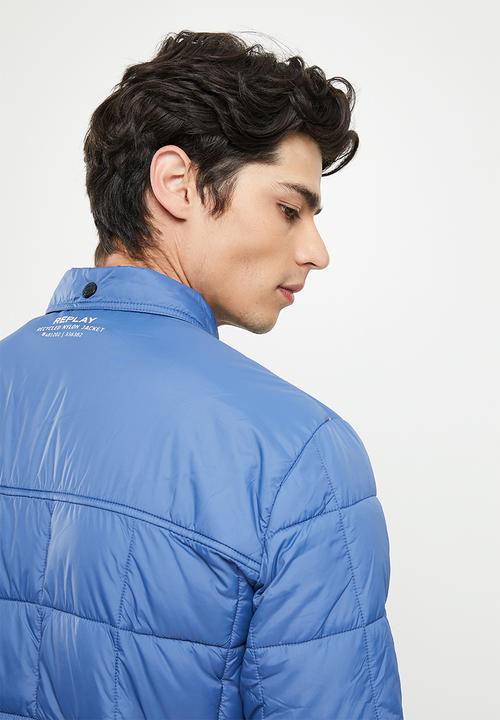 Replay - Utility puffer zip jacket - light blue