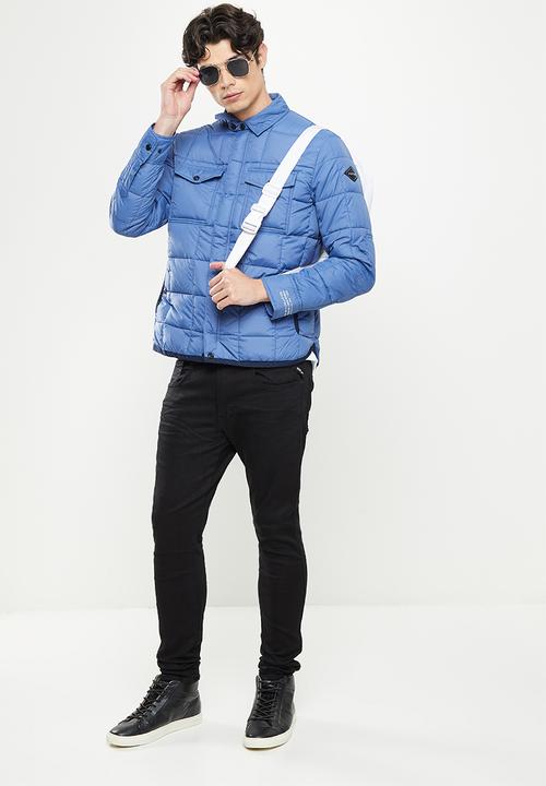 Replay - Utility puffer zip jacket - light blue