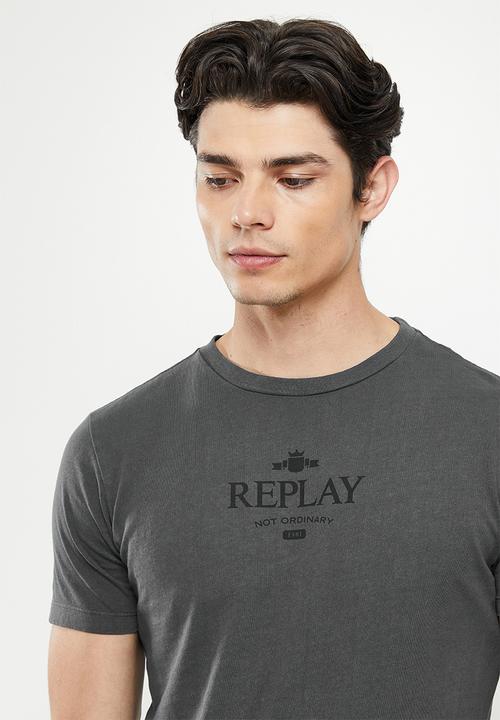 Replay - Replay chest print tee - charcoal