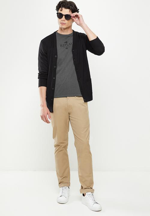 Replay - Replay chest print tee - charcoal