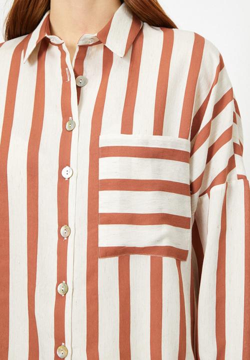 Koton - Classic long sleeve shirt - striped brown