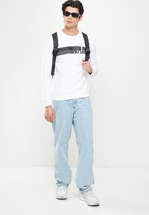 Replay - Replay side printed logo sweat crew - white