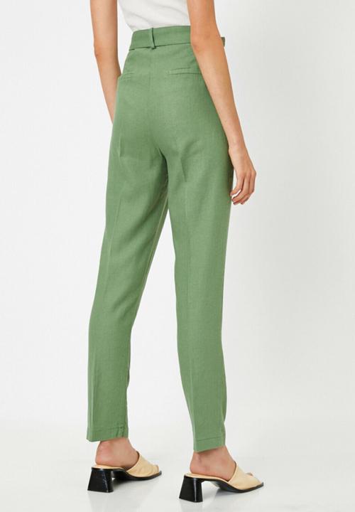 Koton - High waisted belted pants - green