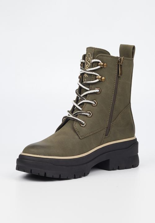 Miss Black - Berlan1 lace up ankle boot - olive