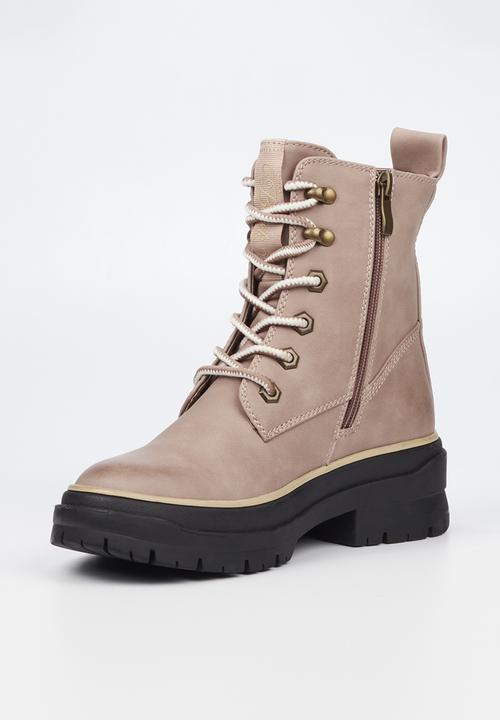 Miss Black - Berlan1 lace up ankle boot - pink