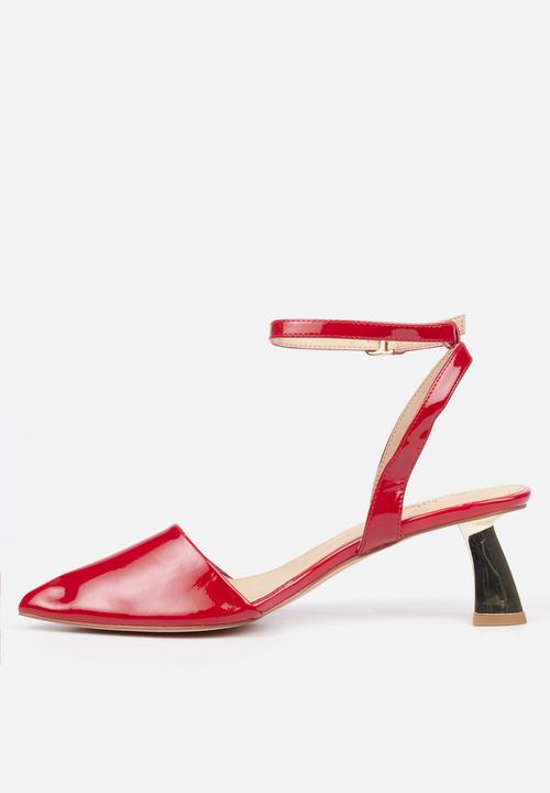 Miss Black - Cartier2 ankle tie block heel - red
