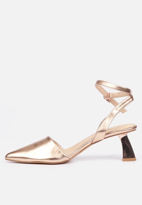 Miss Black - Cartier3 ankle tie block heel - rose gold