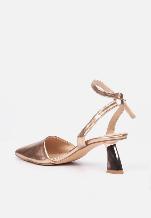 Miss Black - Cartier3 ankle tie block heel - rose gold