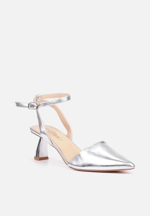 Miss Black - Cartier3 ankle tie block heel - silver
