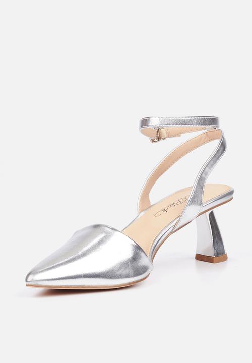 Miss Black - Cartier3 ankle tie block heel - silver