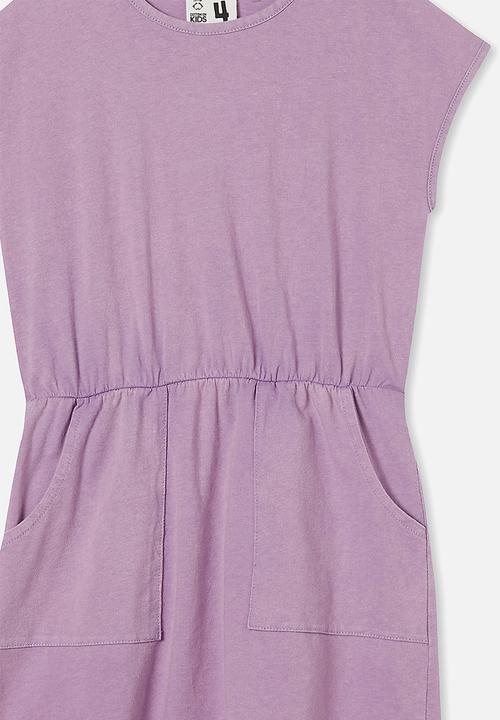 Cotton On - Sigrid short sleeve dress - grape soda snow wash