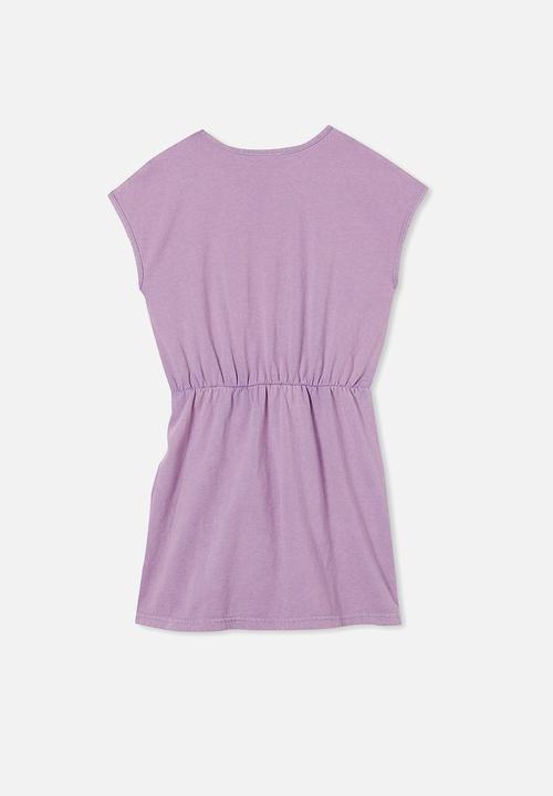 Cotton On - Sigrid short sleeve dress - grape soda snow wash