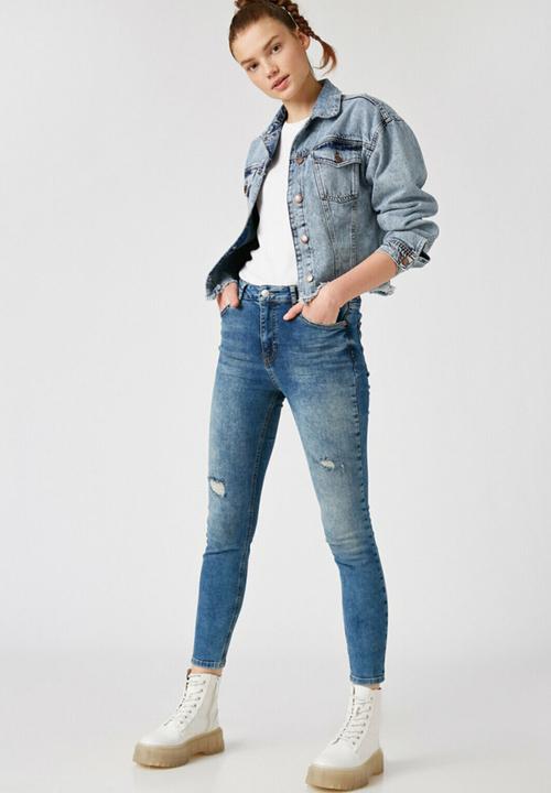 Koton - High waist skinny jeans - mid indigo