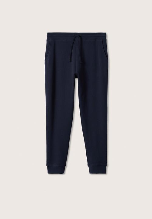 MANGO - Noel cotton jogger-style trousers - navy