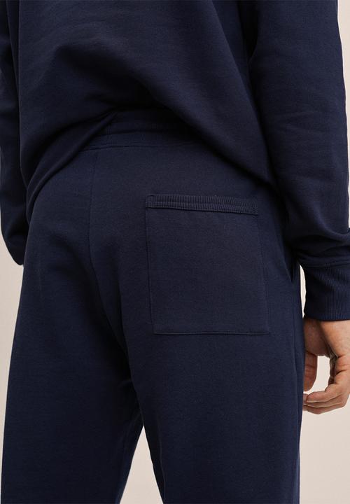 MANGO - Noel cotton jogger-style trousers - navy