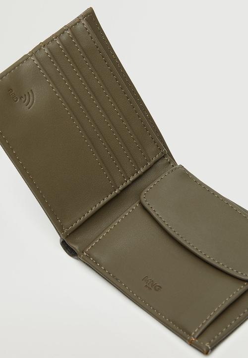 MANGO - Anti-contactless safiano wallet - khaki