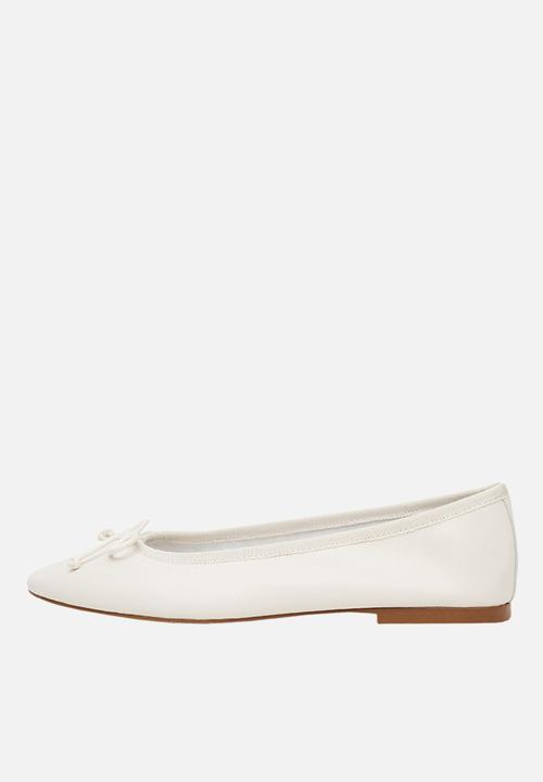 MANGO - Baila bow leather ballerina - white