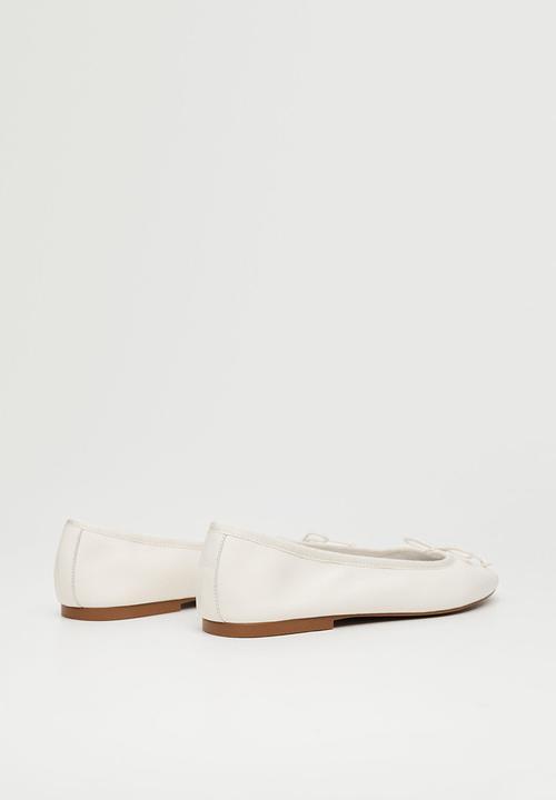 MANGO - Baila bow leather ballerina - white