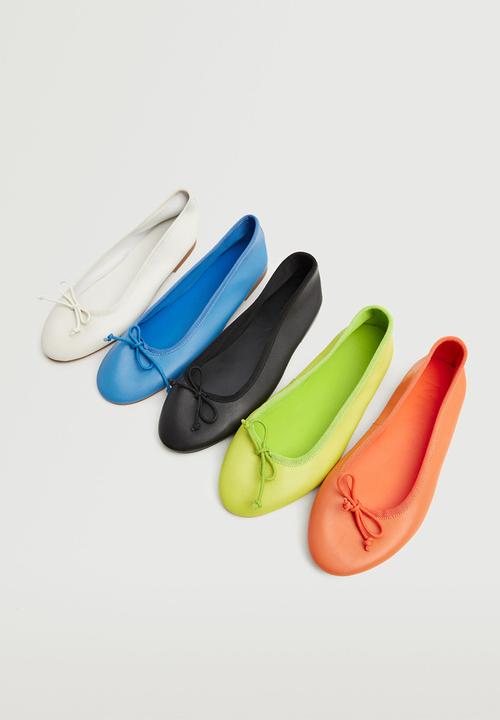 MANGO - Baila bow leather ballerina - white