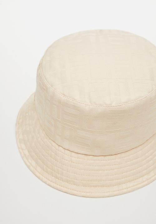 MANGO - Bucket hat with logo - ecru