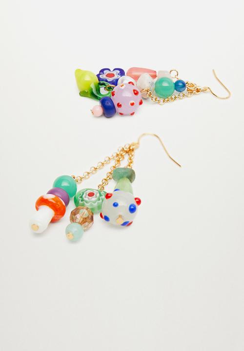 MANGO - Beaded pendant earrings - multi