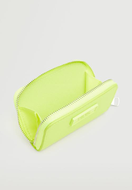 MANGO - Logo coin purse with zip - lime