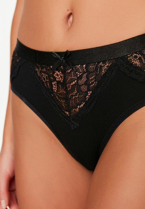 Koton - Lace cotton 3-pack panties - black