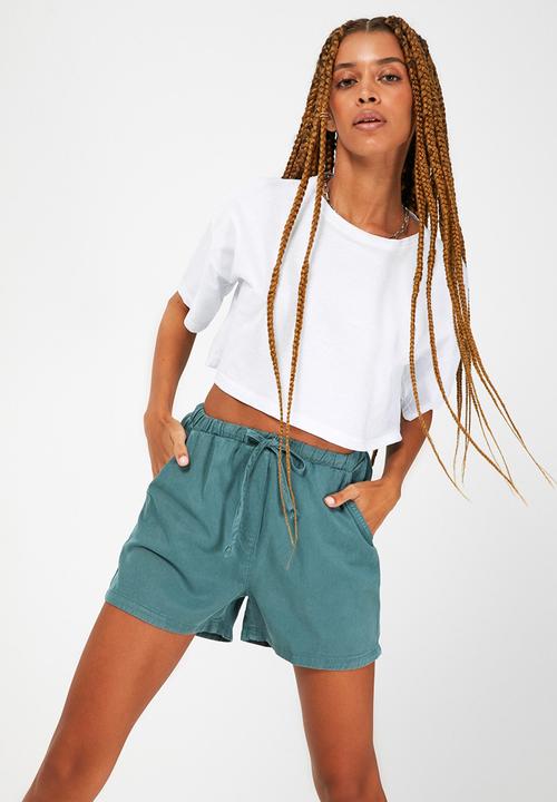 Koton - Belt denim shorts - green