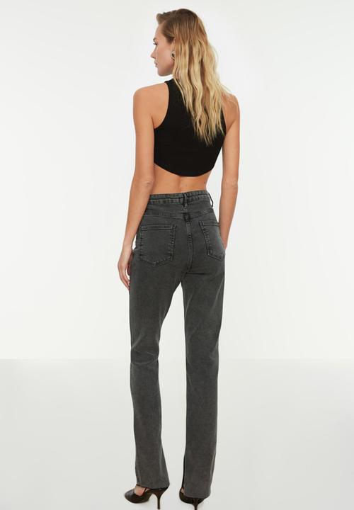 Koton - High waist slim jeans - anthracite