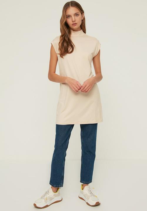 Koton - Vertical collar tunic - navy & stone